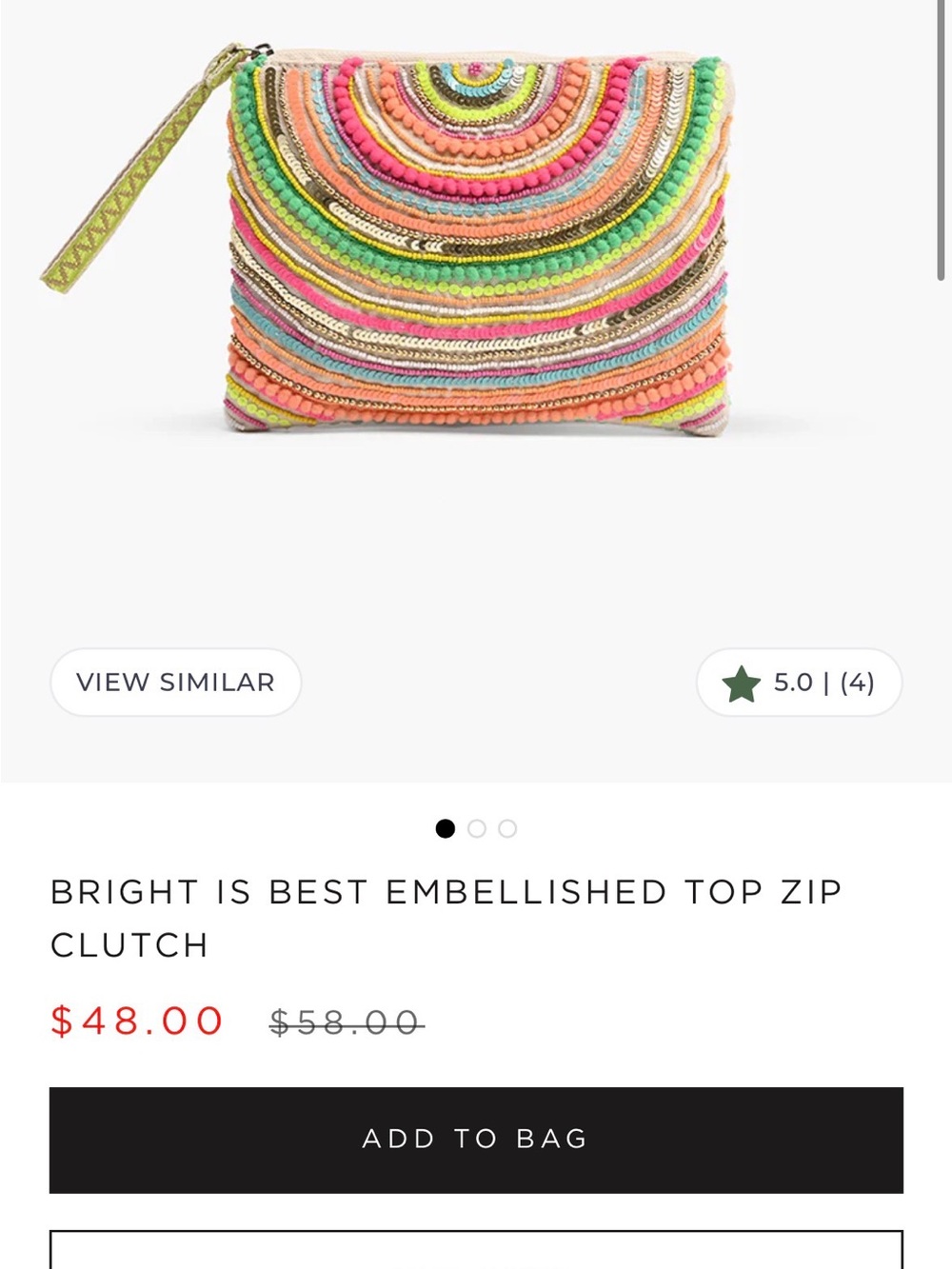 America & Beyond Bright is Best Embellished Zip Top Clutch Purse Bag Bohemian - Picture 7 of 7